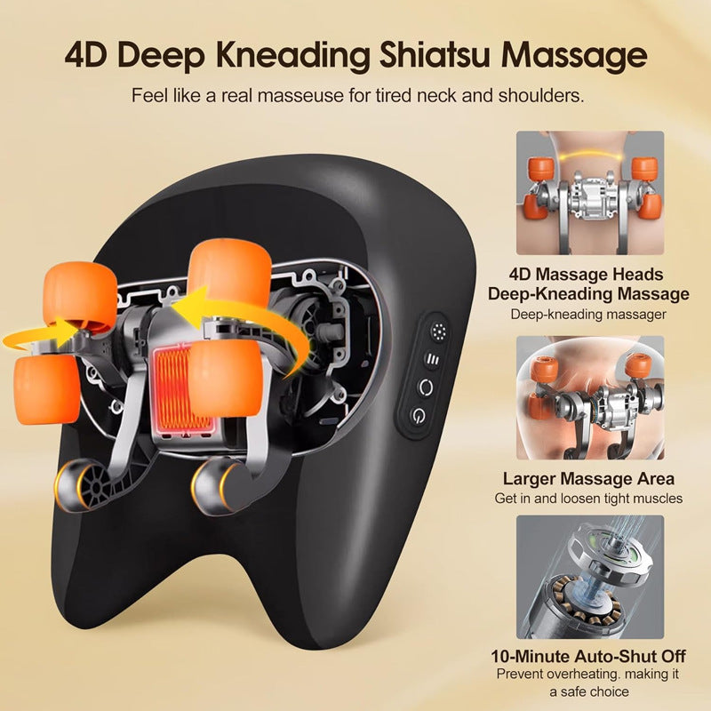 Neck Massager Shoulder And Neck Massage Pillow Lumbar Spine Massage Instrument featuring 4D Deep Kneading Shiatsu Massage