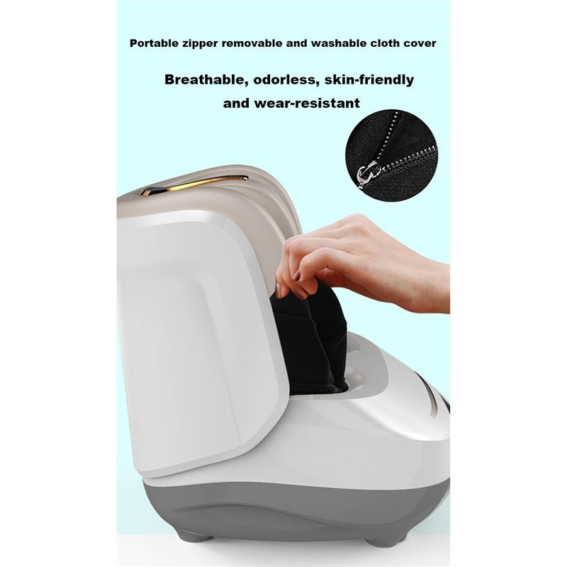 Fully Wrapped Foot Massager Heated Foot Massage Machine with removable, breathable fabric cover.