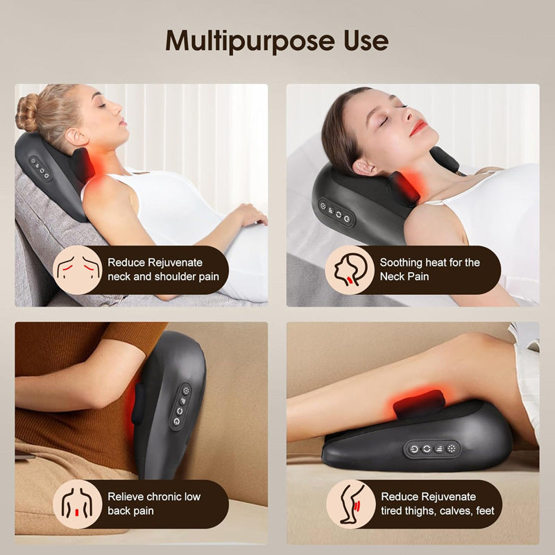 Neck Massager Shoulder And Neck Massage Pillow Lumbar Spine Massage Instrument for neck and back pain relief.
